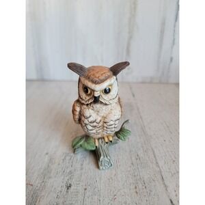 Vintage Lefton owl mini ceramic home decor bird Xmas unique wide eyed